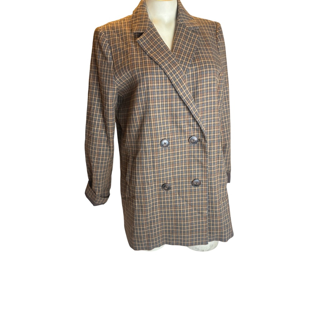 Madewell Caldwell Plaid Double Breasted Blazer S Fall Dark Academia
